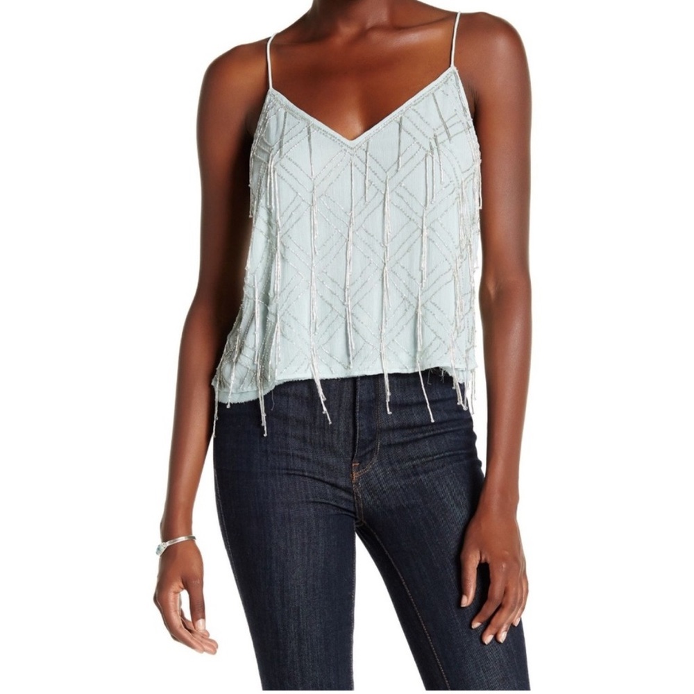 Free People Whisper Blue Gatsby Beaded Cami